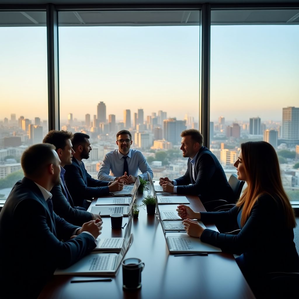 Equipo de RoCa Consultores reunido en oficina moderna